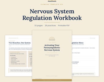 Parasympathetic Nervous System Workbook | Nervous System Regulation Worksheets | Grounding and Somatic Coping Skills for Therapy