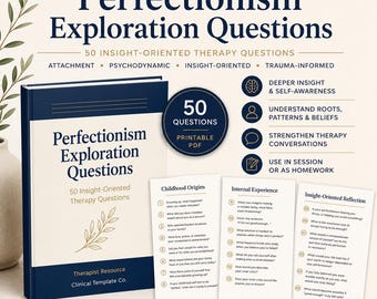 Perfectionism Exploration Questions PDF | Therapist Workbook