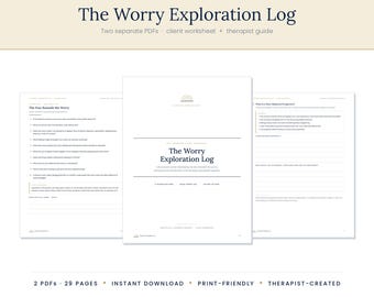 CBT Worry Log Worksheet for Therapists | Anxiety Therapy Handout + 50 Clinical Questions | Socratic, Attachment & Mentalization