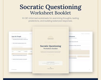 Socratic Questioning Prompts + Worksheets for Therapists | CBT Therapy Printable | 10 Guided Worksheets | Clinical Counseling Resource PDF