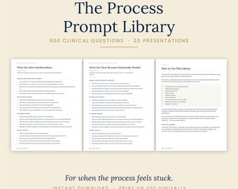 900 Therapy Process Prompts for Therapists | Clinical Questions for Stuck Sessions | Psychodynamic Attachment Therapy Tool PDF