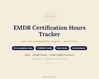 Registro de horas de certificación EMDR / Hoja de cálculo de consultas EMDRIA (Descarga digital)