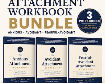 Attachment Workbook Bundle PDF, Anxious Attachment, Avoidant Attachment, Fearful Avoidant, Therapist Created Therapy Resource