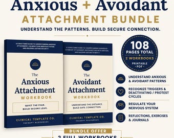 Anxious and Avoidant Attachment Workbook Bundle | Attachment Styles Worksheets | Relationship Healing Therapy Tools | Digital Download