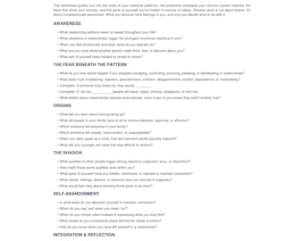 Hoja de trabajo sobre el análisis de la sombra del apego para terapeutas / Folleto sobre terapia informada sobre el trauma / PDF de recursos de consejería