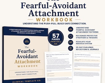 Fearful Avoidant Attachment Workbook | Disorganized Attachment | Attachment Style Therapy Worksheets | Relationship Healing PDF