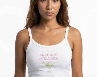 Rich Aunt in Training Tank Top | Martini Glass Graphic, Pink & Lime