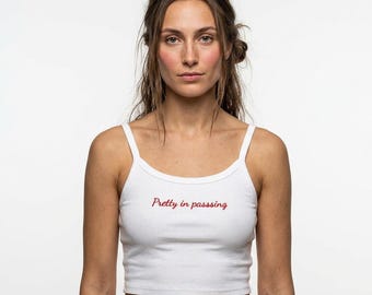 Pretty I'm Panicking text crop tank top | women's spaghetti strap tank