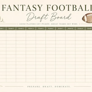 Fantasy Football Draft Board Template | Editable Canva Draft Party Board | 12 Team Football Draft Tracker | Instant Digital Download