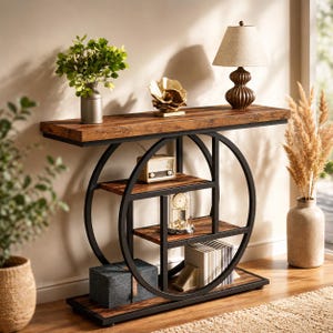 Industriële consoletafel haltafel rustieke banktafel 4-laagse hal accenttafel moderne boerderijmeubels