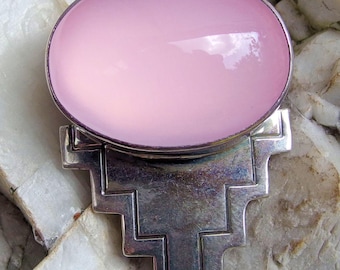 Carol Felley Sterling Rose Quartz Brooch/Pendant Combo, 1994, 12g