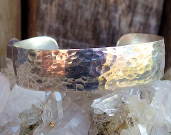 Hammered Sterling Cuff Bracelet, 16mm or 5/8 Wide, 6 5/8" L, 30g