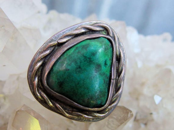 Native American Silver Ring Triangular Shaped Green Turquoise - Etsy