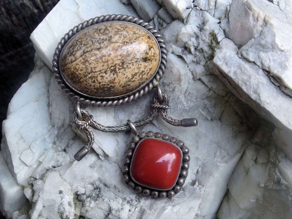 925 Sterling Silver Petrified Wood, Agate Pendant… - image 10