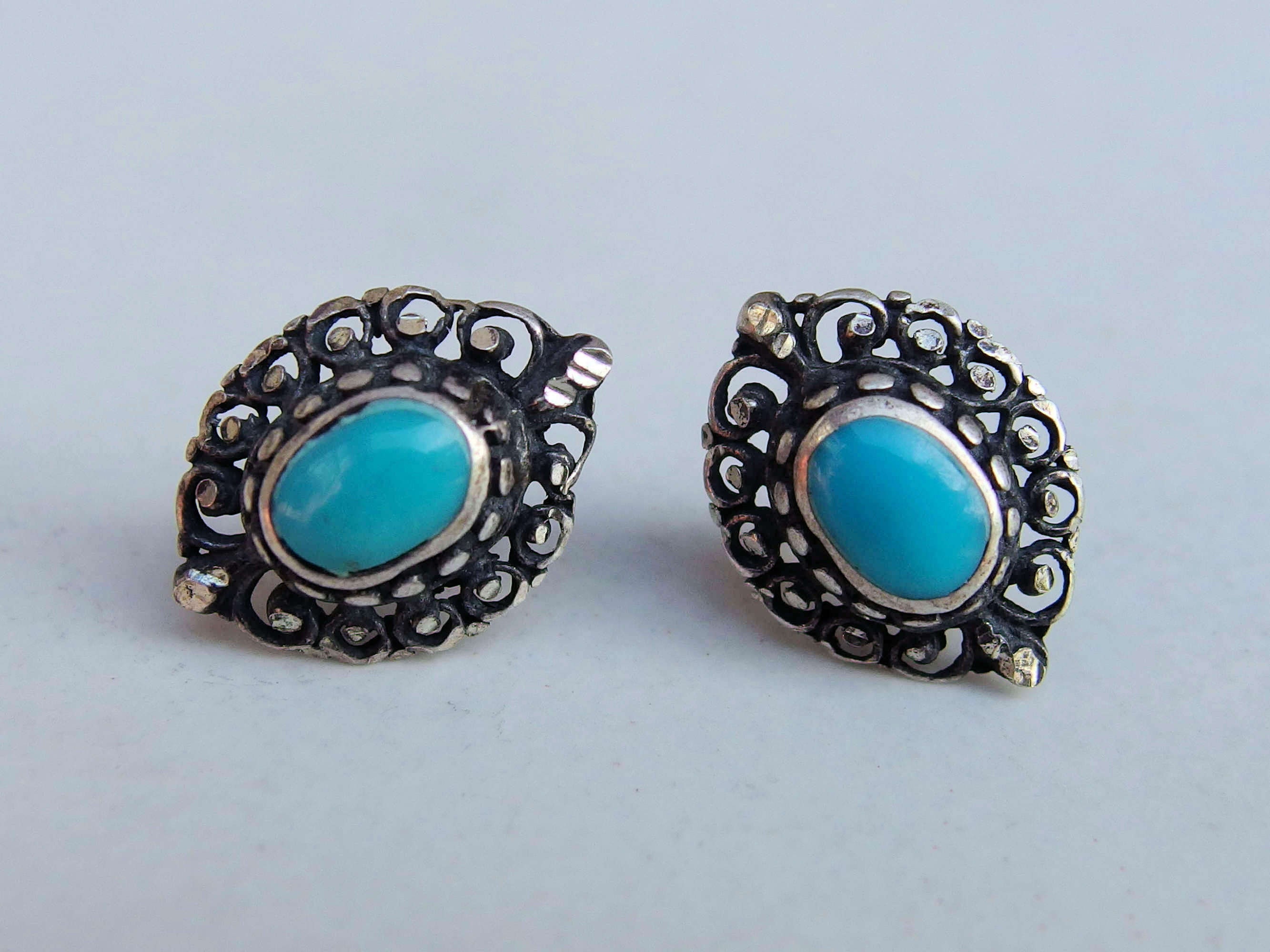 DAVIDHEESHEE Orecchini Concho fatti a mano in argento sterling con turchese Navajo nativo americano / Gioielli in turchese Kingman - Italia