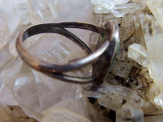 Turquoise Silver Split Shank Ring, Great Stone, I… - image 3