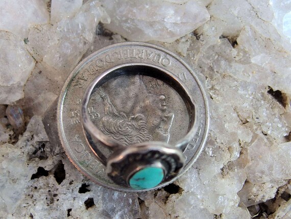 Turquoise Silver Split Shank Ring, Great Stone, I… - image 4