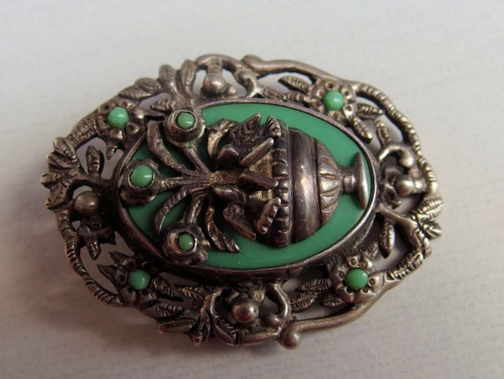 Mexico Sterling Giardinetti Brooch, Applied Cente… - image 7
