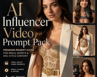 AI Influencer Video Prompt Pack, Reels Prompts, Virtual Content Guide, TikTok Shorts, UGC Prompt Pdf, Make money online, Social Media Packs