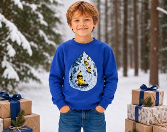 Sudadera infantil con estampado de plátanos para snowboard / Divertida sudadera de invierno para niños / Lindo regalo de snowboard para niños pequeños
