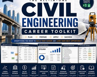 Kit de ferramentas para busca de emprego em Engenharia Civil | Modelos de currículo, preparação para entrevistas e planejamento de carreira