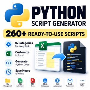 Python Script Generator, 260+ Automation Scripts, Excel Toolkit