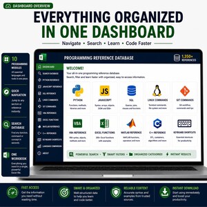 Programming Languages Reference Database Excel | Python JavaScript SQL Linux VBA MATLAB C++ Cheat Sheet & Syntax Guide image 2
