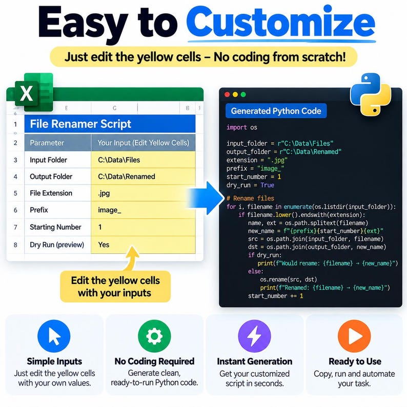 Python Script Generator, 260+ Automation Scripts, Excel Toolkit image 5