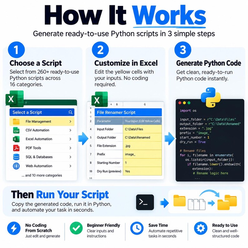 Python Script Generator, 260+ Automation Scripts, Excel Toolkit image 3