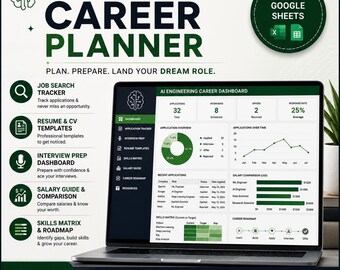 AI Engineering Career Planner | Job Search Tracker, Resume Templates, Interview Prep & Salary Guide