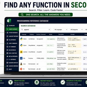Programming Languages Reference Database Excel | Python JavaScript SQL Linux VBA MATLAB C++ Cheat Sheet & Syntax Guide image 3