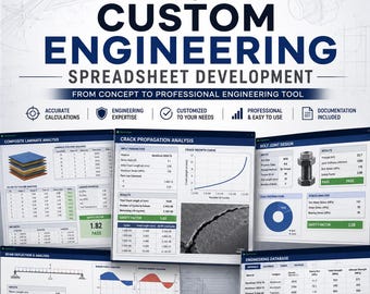 Custom Engineering Excel Spreadsheet | Personalized Engineering Tool | Mechanical, Civil, Aerospace & More