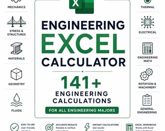 Engineering Excel Calculator | 141+ Engineering Calculations | Formula Spreadsheet