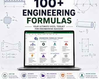Engineering Formulas Excel Spreadsheet – Structural, Mechanical and Thermal Calculator Tool for Students and Engineers