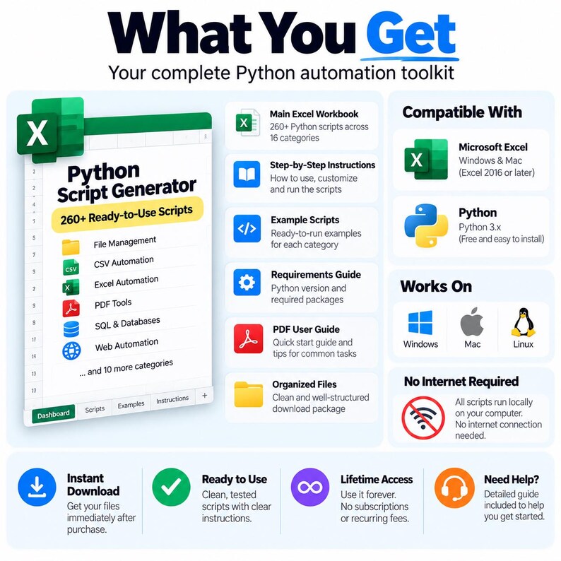 Python Script Generator, 260+ Automation Scripts, Excel Toolkit image 7