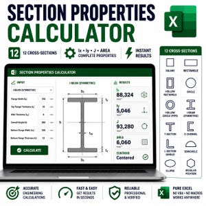 Calculadora de ingeniería estructural / Herramienta de Excel para propiedades de sección y momento de inercia
