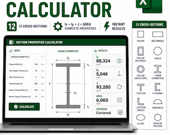 Section Properties  Excel | Moment of Inertia Calculator Spreadsheet | Structural Engineering Tool