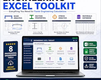 Engineering Excel Toolkit | 8 Professional Engineering Tools for Structural, Civil & Mechanical Engineers