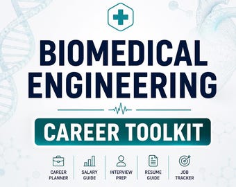 Biomedical Engineering Career Toolkit Excel | Medical Device Planner, Salary Guide, Job Tracker & Resume Guide