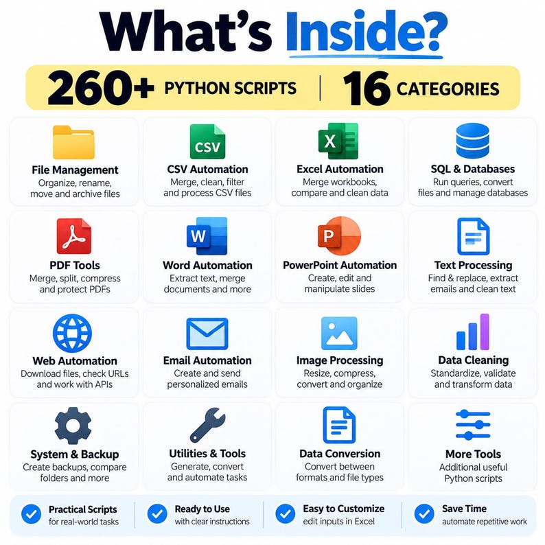 Python Script Generator, 260+ Automation Scripts, Excel Toolkit image 2