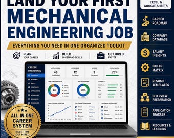 Mechanical Engineering Career Toolkit | Job Search Planner, Resume Templates, Interview Preparation & Application Tracker