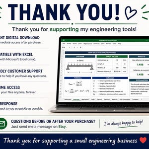 Engineering Formulas Excel Spreadsheet – Structural, Mechanical and Thermal Calculator Tool image 7