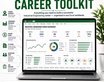 Industrial Engineering Career Toolkit Excel | Lean Six Sigma, Supply Chain, Career Planner