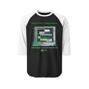 Glitch Art Raglan Shirt | Retro PC Error, Tech Nostalgia Streetwear