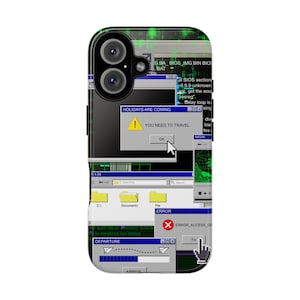 グリッチしたWindowsエラーデザインのスマホケース｜レトロコンピューター、二重構造でしっかり保護