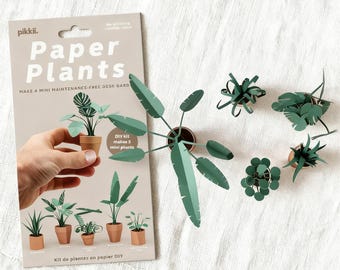 Gör-det-själv origami krukväxtset med realistiska gröna blad perfekt för barnpyssel och heminredning