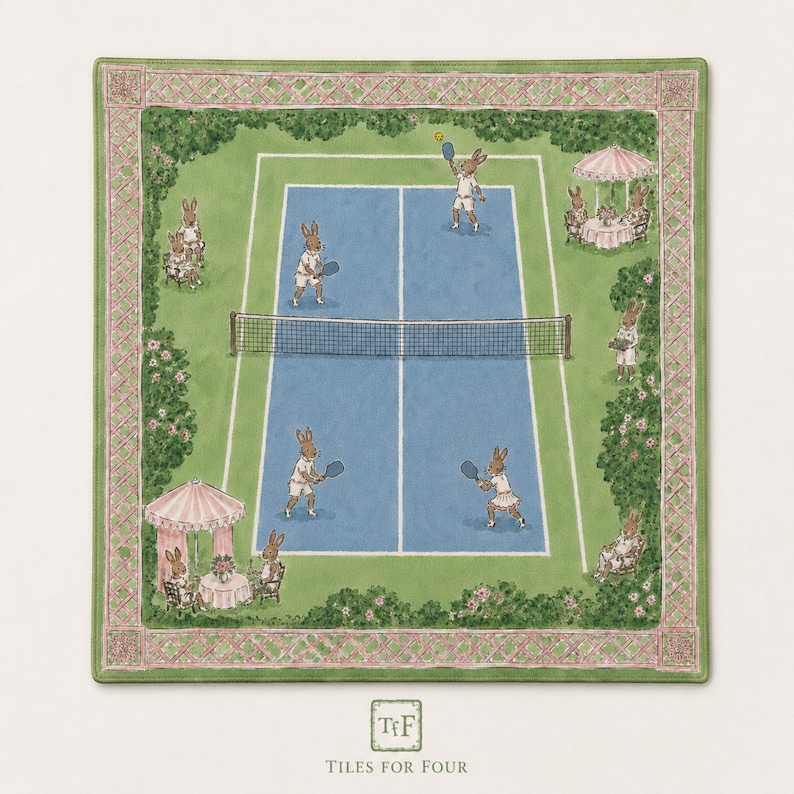 THE SAILING CLUB Preppy Mahjong Mat — Whimsical Game Night Table Mat, American Mahjong Gift, Mahjong Accessories, Coastal Pink Green Mat The Pickleball Club