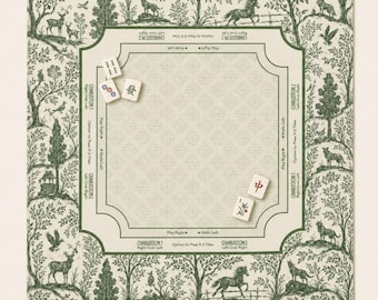 FOREST & FABLE Groene mahjongmat — Game Night Tile-tafelmat, Amerikaanse mahjongaccessoires, mahjongcadeau, mahjongcadeau