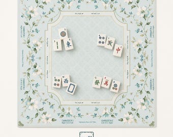 THE DOGWOOD GARDEN Floral Mahjong Mat — Mint Green Game Mat, American Mahjong Accessories, Mahjong Gift, Botanical Mahjong Table Mat
