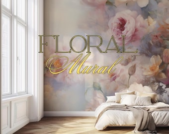 Pittura ad olio vintage, decorazione murale floreale, botanica, cottagecore, stile francese, fiori, camera da letto, bagno, ingresso, cameretta, carta da parati murale